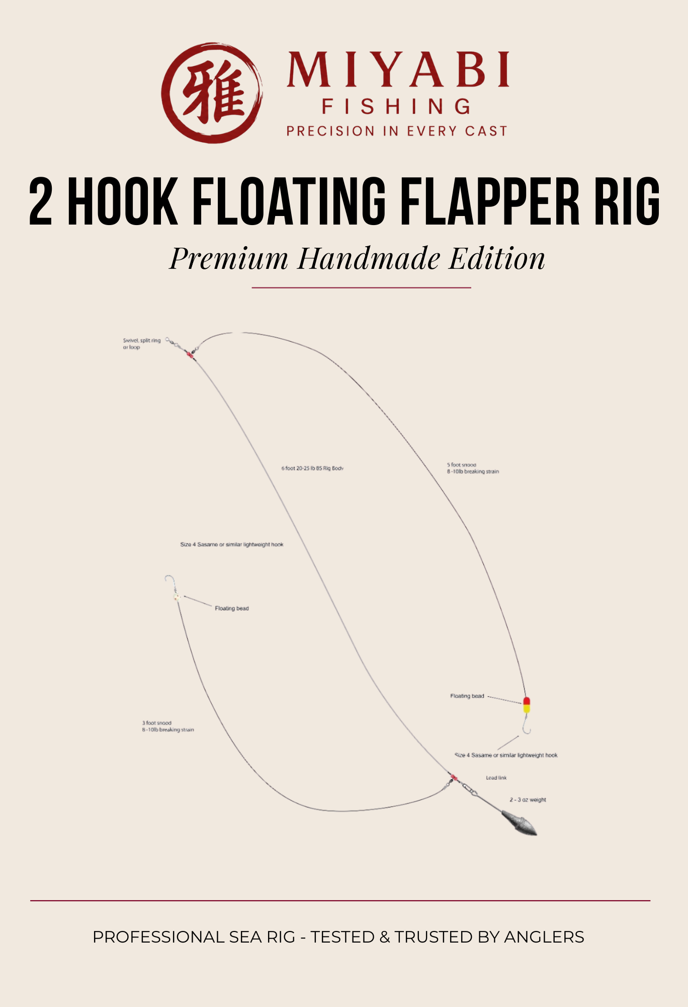 MIYABI Precision 2 Hook Floating Flapper Rig - Trade