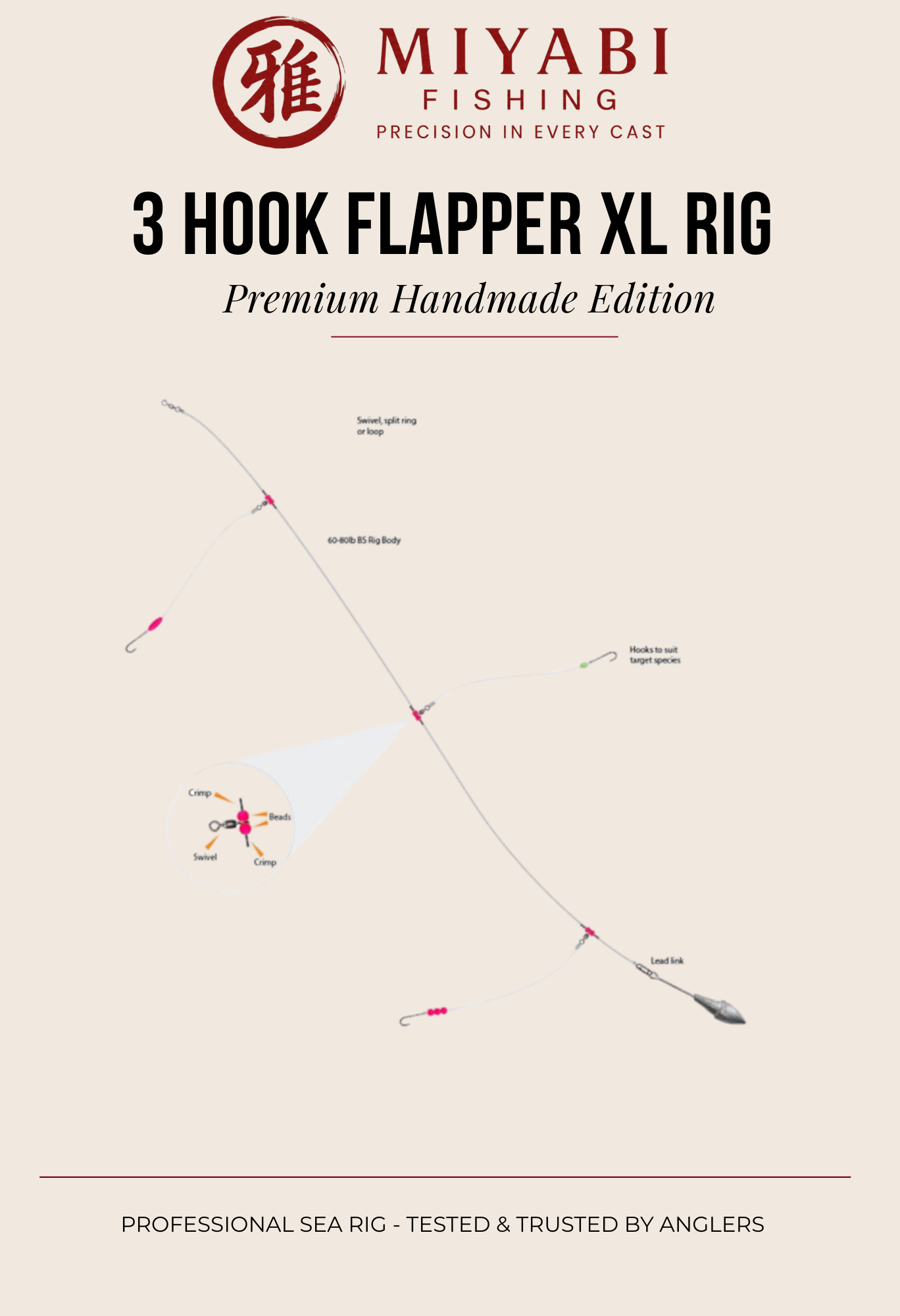 MIYABI Precision 3 Hook Flapper XL Rig - Trade